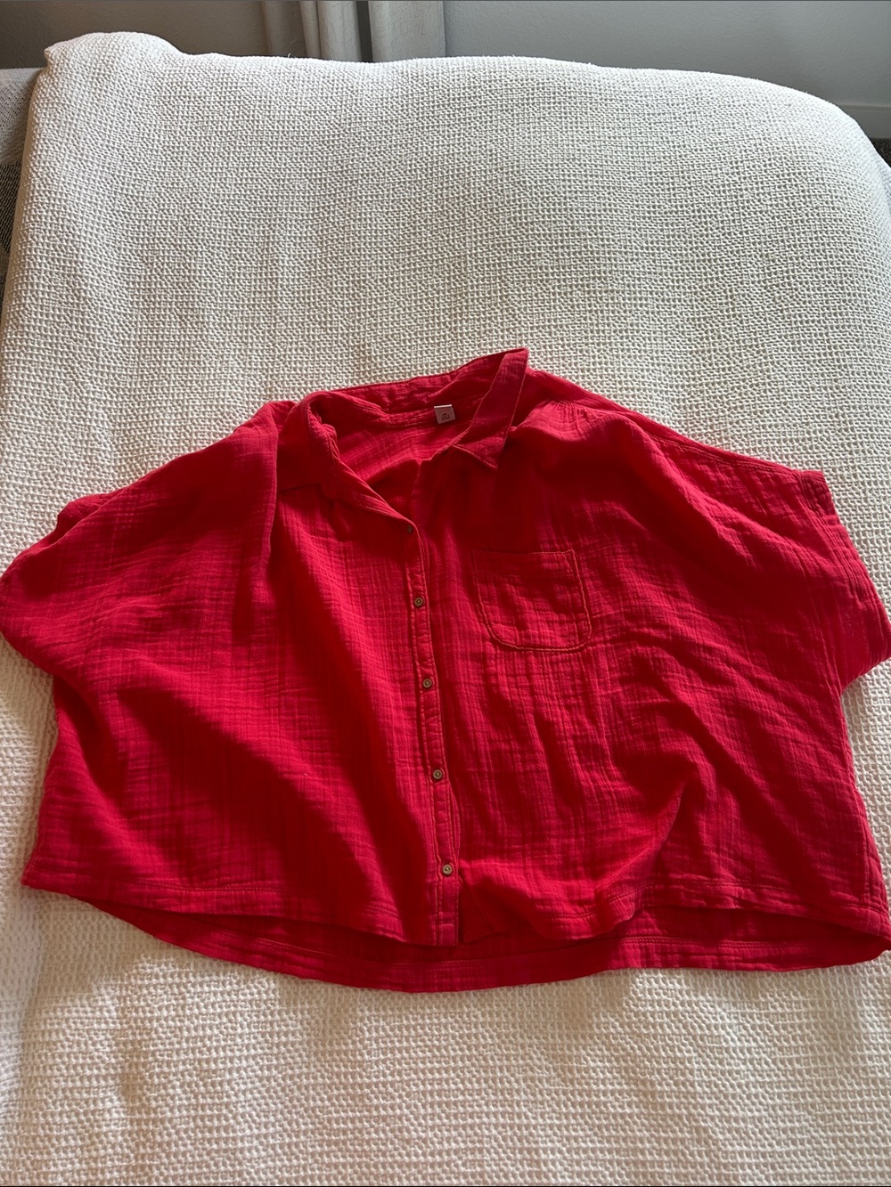 Old Navy Red Button-Front Short Sleeve Blouse